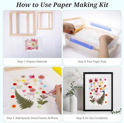 Aboofx Paper Making Kit, A5 & A6 Size Paper Making Screen Frame Kit, Wooden Mold and Deckle with Mesh, Absorbent Papers, Sponge and Confetti, DIY Handmade Papers Making Supplies Gift for Craft Lovers - Image 3