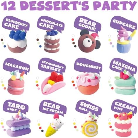 JUPITEARTH Air Dry Clay for Kids,12 Desserts Theme Party Modeling Clay Set - Image 4