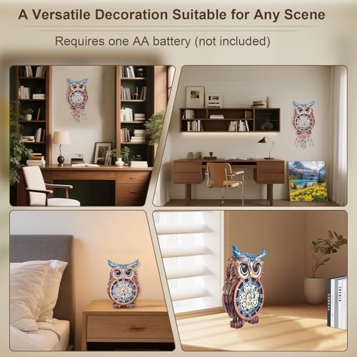Kosmickiss 3D Puzzles for Adults, Wooden Owl Wall Clock with Pendulum - Image 6