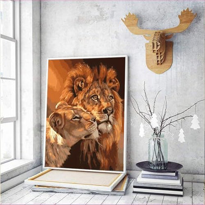 MaiMMaledy Paint by Numbers Kit for Adults Beginners 8Wx12L inch Canvas Pictures with Framed Drawing Painting Works with Wooden Triangle Easel Acrylic Pigment Lion - Image 4
