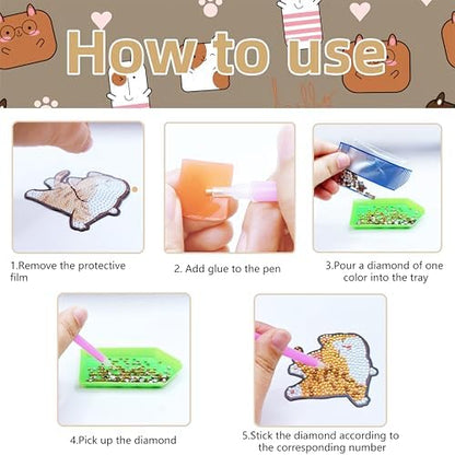16 Pcs Cat Diamond Painting Magnets Kits Diamond Art Fridge Magnet Refrigerator Sticker Diamond Painting kit for Beginners Adults DIY Art Craft Gifts Home Decors - Image 4