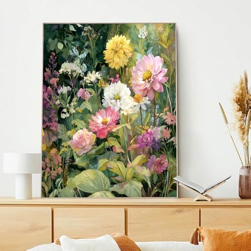 xcemhil Flowers Paint by Numbers Kit for Adults Beginner, Flowers Paint by Numbers for Adult, Acrylic Paint by Number Kits Suitable for Home Wall Art Decor Gifts 16x20 Inch - Image 2