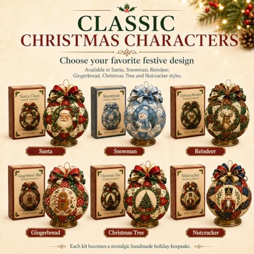 Christmas Classics Patchwork Ornament DIY Kit, No-Sew Ornament Kit (#D) - Image 6