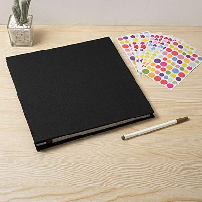 Photo Album Self Adhesive Scrapbook 3x5 4x6 5x7 6x8 Magnetic Album DIY Scrap Book 11x10.6 Inch 40 Black Sticky Pages Linen Cover DIY Photo Album(Black) - Image 6