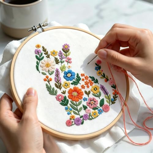 Nuberlic Embroidery Kit for Beginner,Floral Embroidery Practice Kit - Image 3