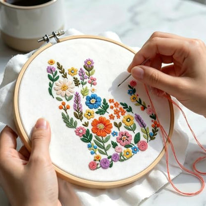 Nuberlic Embroidery Kit for Beginner,Floral Embroidery Practice Kit - Image 3