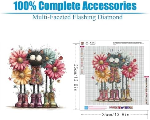 Lophomie Diamond Art Kits for Adults, 5D Cat Diamond Painting Kits 14x14 in - Image 5