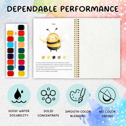 12 Farm Animal Patterns Watercolor Set, Countryside Memories Painting Book for Beginners, DIY Art Gift for Adults and Women, Relaxing Farmhouse Lover Workbook - Image 3