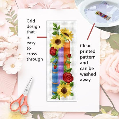ORIGACH 6 Set Stacked Books & Flower Cross Stitch Bookmark Kit for Beginner - Image 3