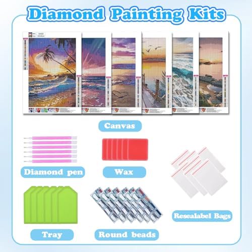 DOTSOPS 6 Pack Beach Diamond Painting Kits Art Adults Painting Kits - Image 3