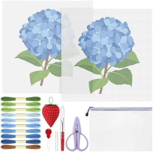 XunYee 26 Pcs Hydrangea Needlepoint Kit for Beginners Adults Starters by XunYee