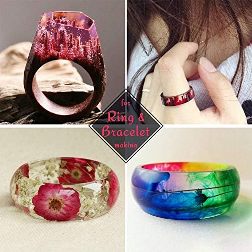 NewVersion- Epoxy Resin UV Glue Kit Clear Transparent Solar Curing with Lamp Molds Liquid Color Pigments 30 Bezels for Pendants Earrings 36 Decorations + Tapes Eyelets Tweezers for Jewelry Making - Image 7