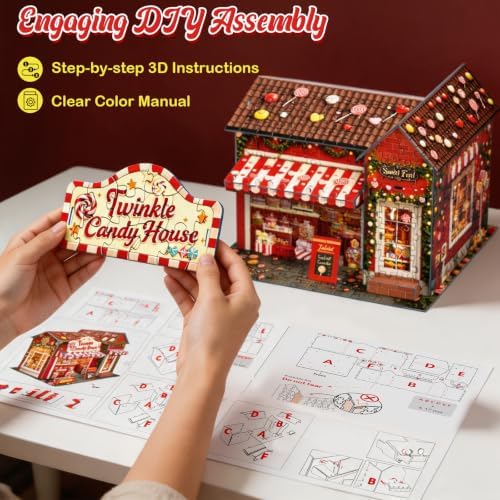 3D Puzzle for Adult,Twinkle Candy House Miniature Kit Building for Beginner - Image 6