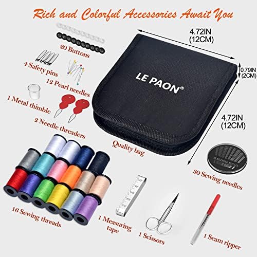Sewing Kit Gifts for Grandma, Mom, Friend, Traveler, Adults, Beginner, Emergency,Sewing Supplies Accessories with Scissors,Sewing Needles Thimble, Thread,Tape Measure etc (Black, S) - Image 6
