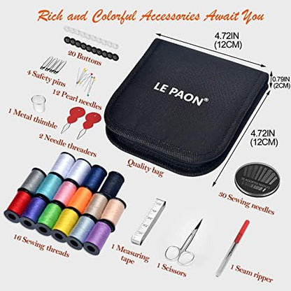 Sewing Kit Gifts for Grandma, Mom, Friend, Traveler, Adults, Beginner, Emergency,Sewing Supplies Accessories with Scissors,Sewing Needles Thimble, Thread,Tape Measure etc (Black, S) - Image 6