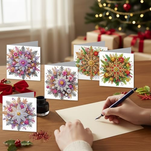 12Pack Flower Diamond Painting Greeting Card Kits DIY 5D Diamond Art with Envelopes & Rhinestones,Christmas Creative Birthday Gifts for Adults, Family, Friends (Christmas Decorations) - Image 7