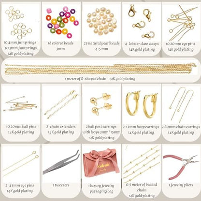 Jewelry Making Kit for Adults & Teens - Girls' DIY Bracelet Making Kit, Friendship Bracelet Kit w/Beads, Chains, Tools with 14K Gold & Silver-Plated Accessories for Necklaces & Earrings (Gold) - Image 5