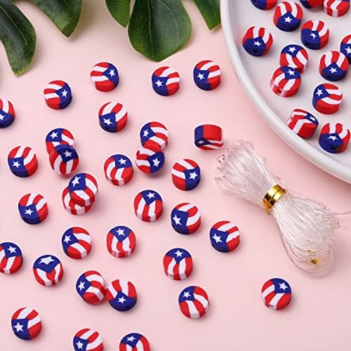 100pcs Flag Clay Beads for Jewelry Making, Polymer Clay Spacer Beads for DIY Craft Bracelet Necklace (Flag) by LUBINGSHINE