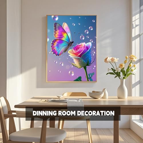TINDAY Rose Paint by Numbers Kit for Adults Paint by Number for Adults Beginner Butterfly Painting by Number for Adult on Canvas Acrylic Painting Wall Decor 16x20 in - Image 4