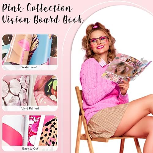 EggSun Vision Board Supplies with 1200+ Images & Quotes Collage Magazine Book, Wall Clip Art Scrapbook Journal Kit for Vision Board Making Beginners Women Men Teen Girls Coquette Room Decors (Preppy) - Image 3