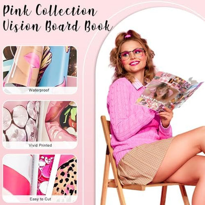 EggSun Vision Board Supplies with 1200+ Images & Quotes Collage Magazine Book, Wall Clip Art Scrapbook Journal Kit for Vision Board Making Beginners Women Men Teen Girls Coquette Room Decors (Preppy) - Image 3