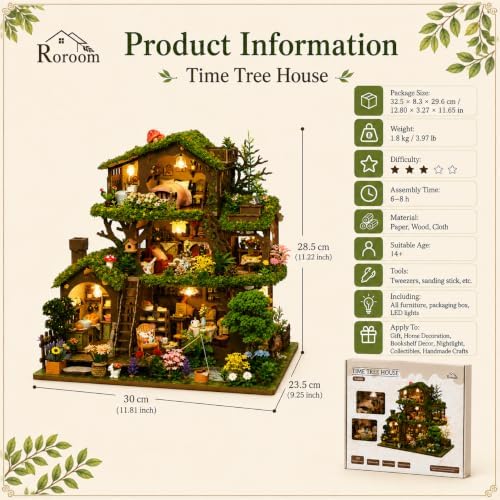 Roroom DIY Miniature House Kit, Fairy Forest Book House Dollhouse Kit - Image 2