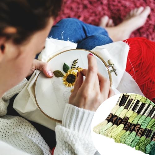 12 Skeins 105 Yards 6 Ply Green Cross Stitch Floss Embroidery Thread Friendship Bracelet String Variegated Gradient Bulk Polyester Yarn Set for Crochet Knitting Sewing Weaving DIY Crafts - Image 4