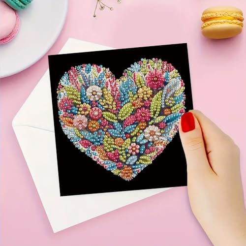 6 Pcs Diamond Painting Greeting Cards Kit Heart Rose Flowers Butterfly with Envelopes, 5D DIY Special Shaped Rhinestone Art Card Making Kits for Adults, Holiday Blessing Postcards, Creative Craft Gift - Image 7