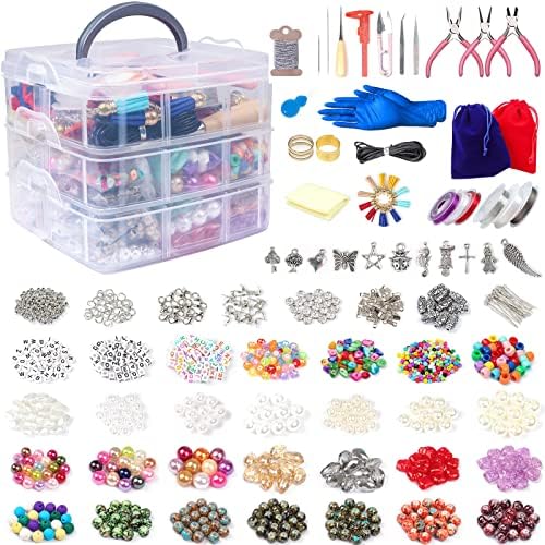 YUGDRUZY Jewelry Making Supplies Kit, 2831 pcs Bracelet Making Kits, Repair Tool with Jewelry Pliers, Jump Rings, Beads, Wire,Craft DIY Gifts by YUGDRUZY