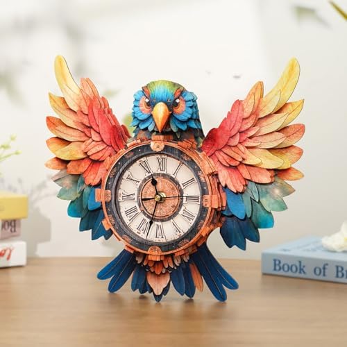 3D Puzzles for Adults, Parrot Wall Clock 3D Wooden Puzzles Clock Kits for DIY Birthday Gift for Women Men Home Decor Holiday Christmas - Image 6