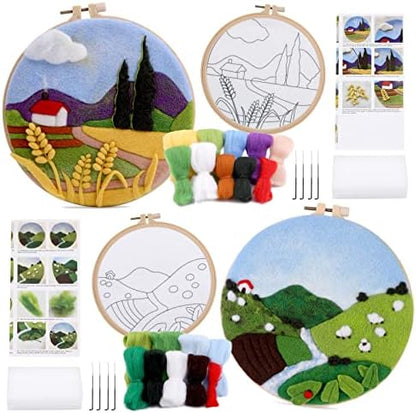 QMNNMA Needle Felting Kits Beginners, 2 Sets Wool Needle Felting Kit by Qmnnma