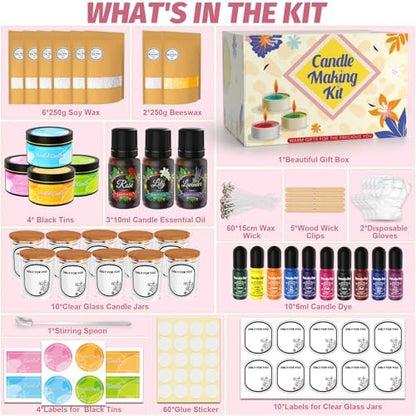 CxiRong Candle Making Kit for Adults, DIY Candle Making Supplies Craft Kits Including 4.4 lb Soy Wax, Beeswax, Jars, Tins, Candle Dyes, Essential Oils & More, Perfect for Home Decorations - Image 2