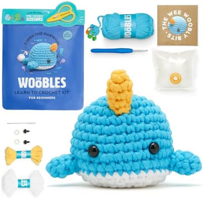 The Woobles Beginner Crochet Kit with Scissor - Bjørn the Narwhal by TheWoobles