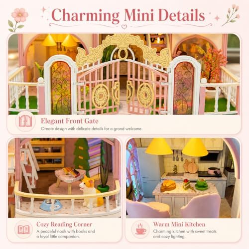 DIY Book Nook Kit with LED Light, Miniature Dollhouse, 3D Wooden Puzzle, Bookshelf Insert Decor Craft Gift (750 PCs Windsor Castle) - Image 6