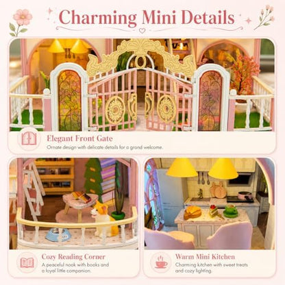 DIY Book Nook Kit with LED Light, Miniature Dollhouse, 3D Wooden Puzzle, Bookshelf Insert Decor Craft Gift (750 PCs Windsor Castle) - Image 6