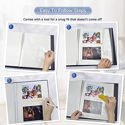Popotop Large Photo Album Self Adhesive 4x6 5x7 8x10 Scrapbook Album DIY Picture Book,Gifts for Mom,Family Baby and Wedding,with Metal Pen and Plastic Board - Image 4