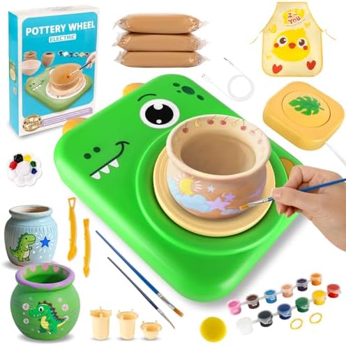 TenLaitech Pottery Wheel for Kids - Arts and Crafts Toys for Kids Ages 8-12 | Complete Pottery Painting Kit with Air Clay Art Supplies for Girls Boys Toys Birthday Gift for 6 7 8 9 10 11 by TenLaitech