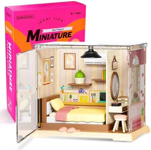 Vodolo DIY Miniature House Kit with Led,Book Nook Kits for Adults Beginners,Book Shelf Decor,3D Puzzle Booknook Craft Kits,Books Lovers Gifts for Women Men Bookshelf Decor,55PCS Living Room by Vodolo