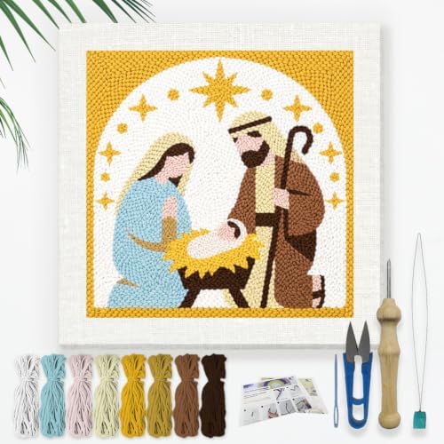 Doodlream Nativity Scene Punch Needle Kit for Beginner 9.4"x9.4" by Doodlream