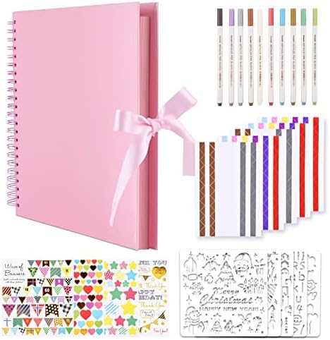 GOTIDEAL 12 x 12 Inch Scrapbook Album with 10 Metallic Markers, Pink by GOTIDEAL