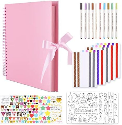 GOTIDEAL 12 x 12 Inch Scrapbook Album with 10 Metallic Markers, Pink by GOTIDEAL