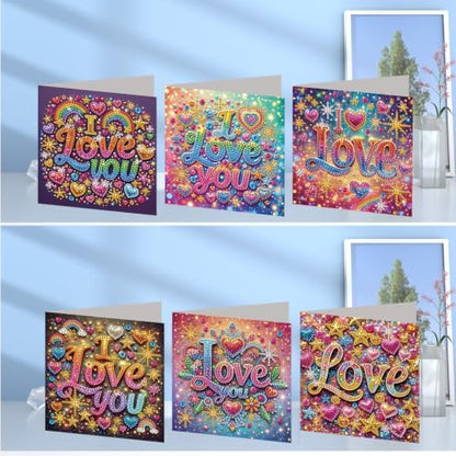 6PCS Love Diamond Art Painting Greeting Cards Kit with Envelopes - 5D DIY Diamond Art Card Kits for Adults - Handcrafted Postcards for Birthday & Holiday - Image 2