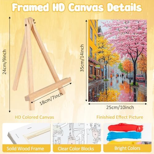 MAXBYE Lanscape Framed Paint by Numbers Kits for Adults with Wooden Easel, Easy Adult Paint by Number Kits on Canvas, DIY Oil Paintings for Beginners Gift Home Wall Decor 10×14 Inch - Image 3