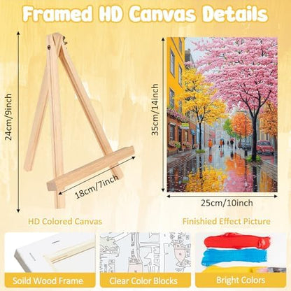 MAXBYE Lanscape Framed Paint by Numbers Kits for Adults with Wooden Easel, Easy Adult Paint by Number Kits on Canvas, DIY Oil Paintings for Beginners Gift Home Wall Decor 10×14 Inch - Image 3
