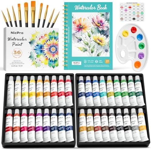 Nicpro Watercolor Paint Set for Adults Kids, 36 Colors Watercolor Tube Set by Nicpro