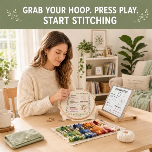 Cikeela Embroidery Stitch Book Beginner with Fabric Pages, DIY Sewing Kit with Floral Motifs, 31 Essential Stitches in Structured Learning Order for Adults, Practice Patterns EmbroideryStitch Book Kit - Image 4