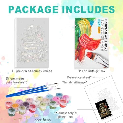 Framed Paint by Numbers Kit for Adults, Books & Wildflowers, 8 x 12 Inch - Image 4