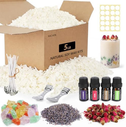 SACATR 5LB Soy Wax Candle Making Kit,Natural 100% Soy Wax for Candle Making by SACATR
