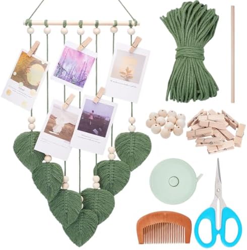 FREEBLOSS Macrame Leaves Kit: Woven Leaf Wall Hanging & Photo Holder - DIY Macrame Kit for Adults - Boho & Modern Farmhouse Style by FreeandCreativeCraftsArt