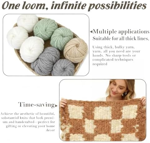 MimuAeye 30 Inch Chunky Yarn Loom, Loom for Blankets,DIY Blanket Making Kit for Adults, Reusable Chunky Blanket Looms,Beginner Friendly Yarn Craft - Image 5